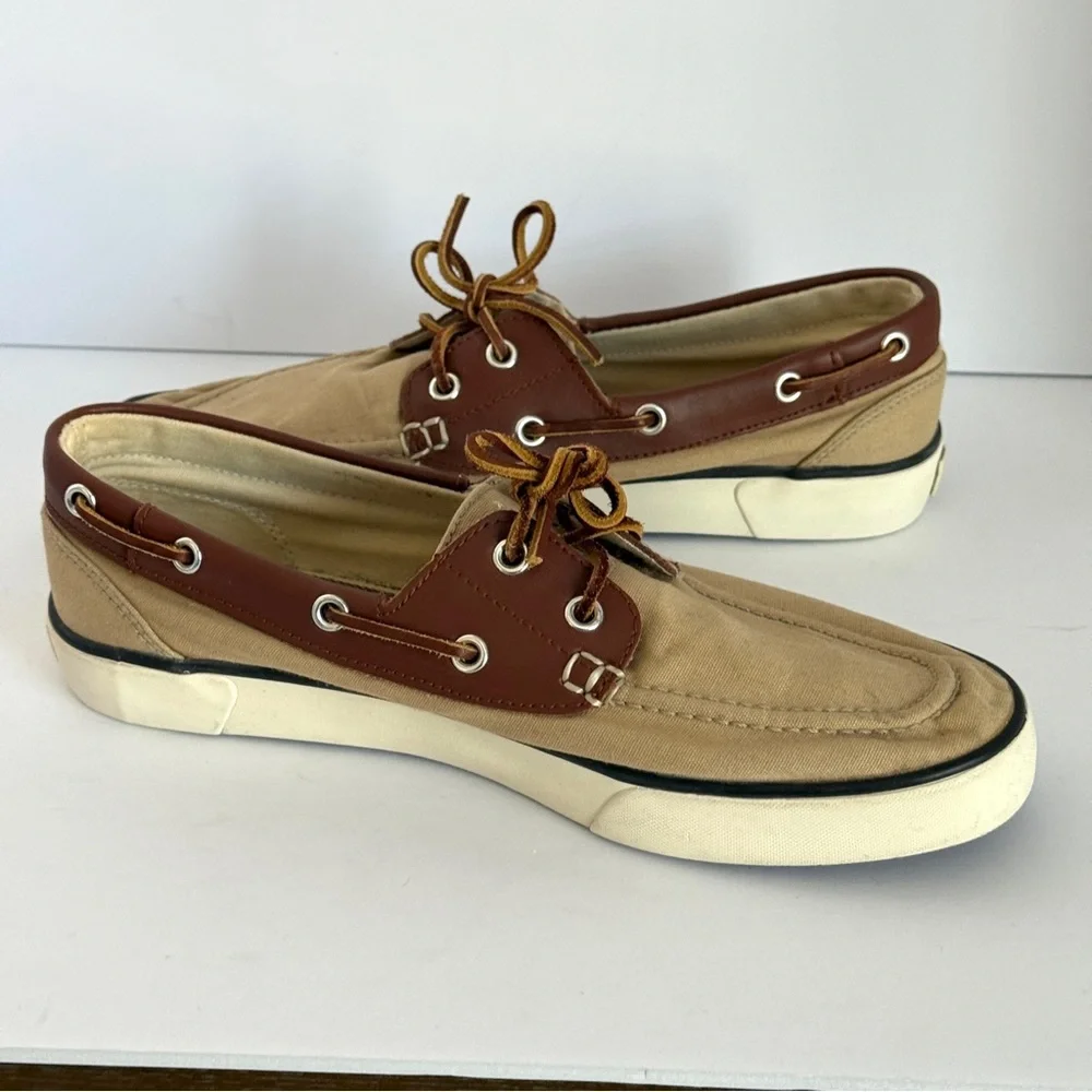 Polo Ralph Lauren Rylander Boat Leather Canvas Shoes | Size 9 D